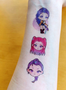 K-pop猎魔女团闪粉纹身贴纸卡通儿童节日奖励幼儿园礼物脸贴Rumi