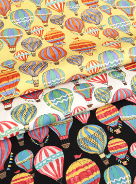 日本进口布料seven20支纯棉卡通服装手工diy裙子衣服缤纷热气球