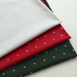日本进口20支纯棉面料cosmo手工圣诞diy抱枕烫金装 饰布料星月物语