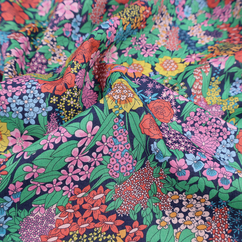 英国liberty100支彩色手工连衣裙