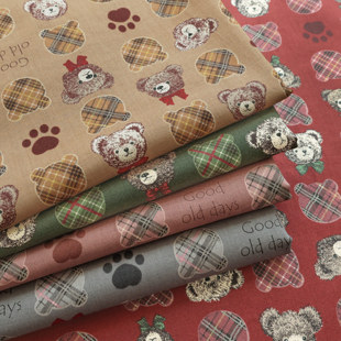 日本进口布料cosmo20支纯棉diy手工柔软上衣卡通服装 布可爱泰迪熊