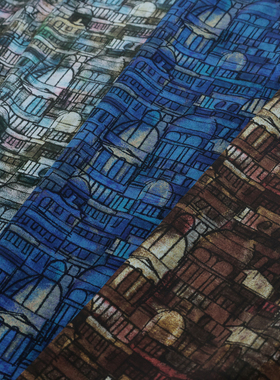 英国正品liberty100支lawn长纤棉面料舒适手工轻薄服装布城市暮光