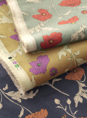 日本进口21W灯芯绒面料hokkoh纯棉手工diy舒适外套服装布蔓枝花隐