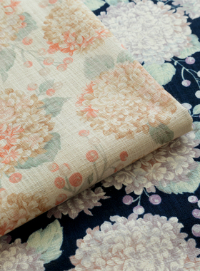 日本进口纯棉面料seven手工diy家居装饰包袋服装花卉布料团簇芳华