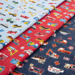 日本进口清原牛津棉面料手工DIY卡通包袋抱枕服装 布料交通乐园