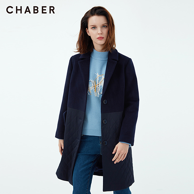 保暖拼接棉外套chaber