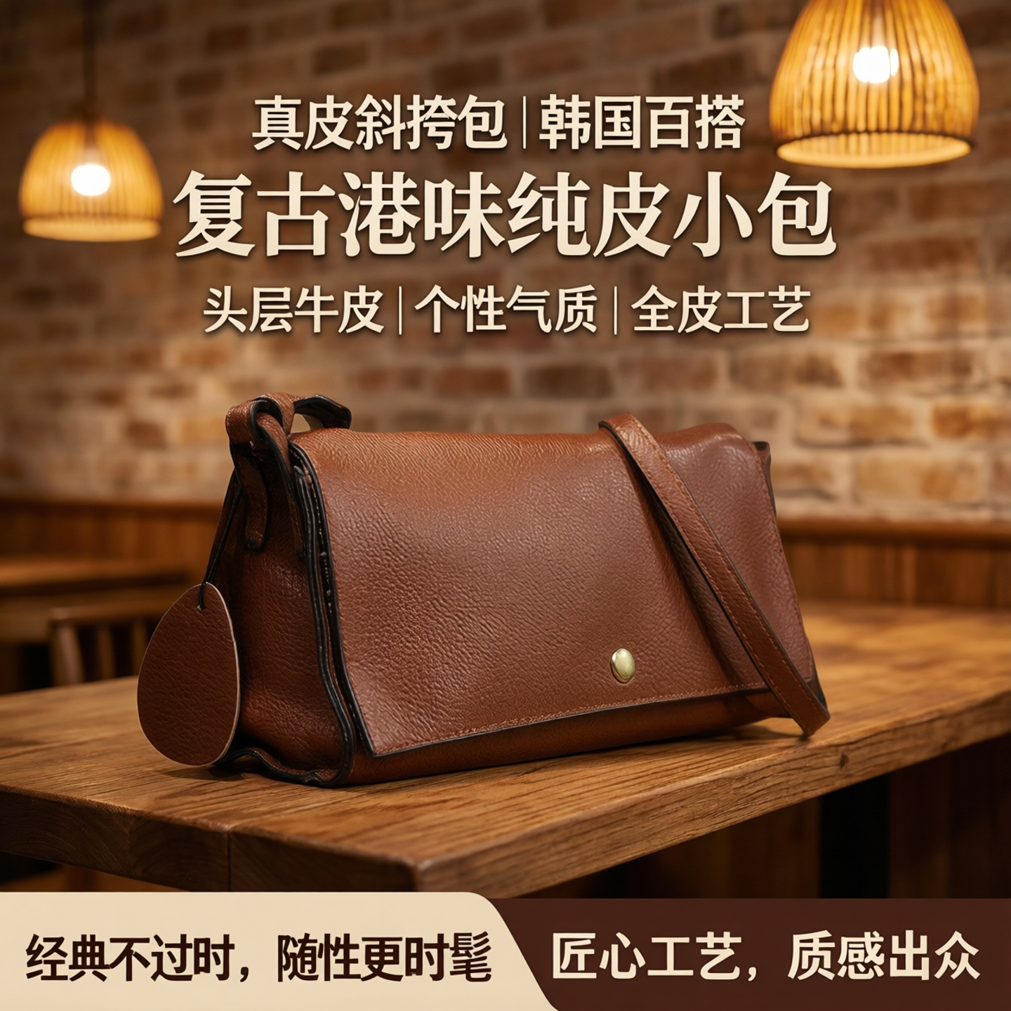真皮斜挎包女小包纯皮韩国百搭时尚复古港味个性气质头层牛皮全皮