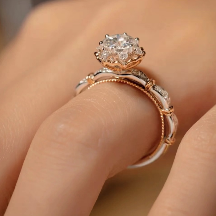 18k金钻石戒指托婚戒指定制gia裸石定制小众设计款定制戒托