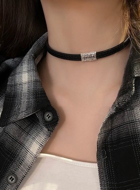 黑色皮绳choker项圈女