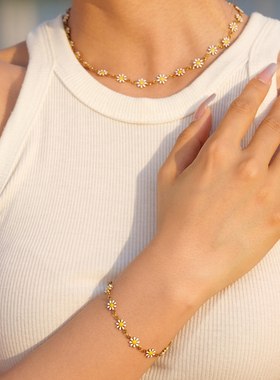 小雏菊链条短款锁骨项链手链
