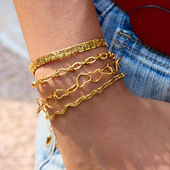 杰鼎欧美不锈钢爱心沙金手链轻奢感首饰跨境爆款 不掉色饰品女