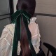 韩国复古红色丝绒发夹女长飘带蝴蝶结顶夹发饰优雅气质弹簧夹卡子