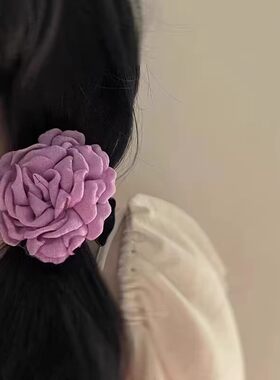 版女拼色仿真立体花朵发抓