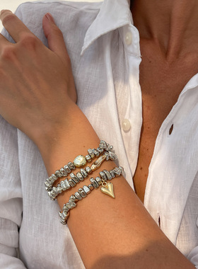 十字架爱心吊坠设计感多层手链