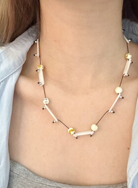 牛骨珠串珠项链女冷淡风锁骨链