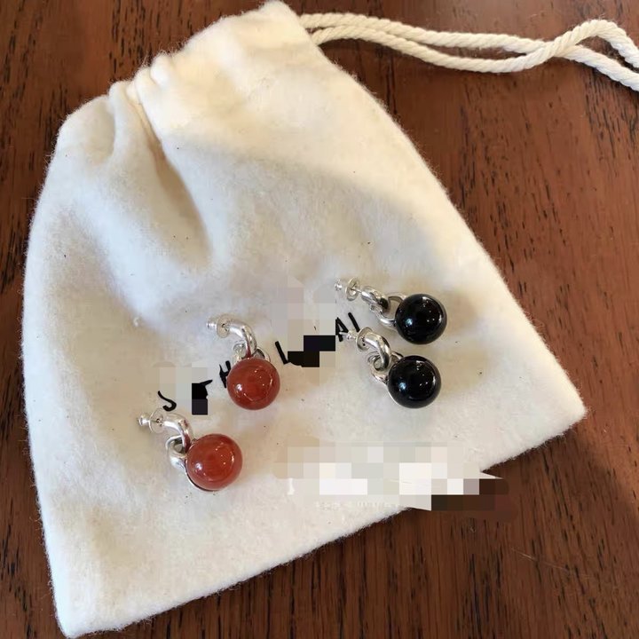 设计师款SophieBuh红玛瑙耳环925银针黑玛瑙小众国风耳饰珍珠耳钉