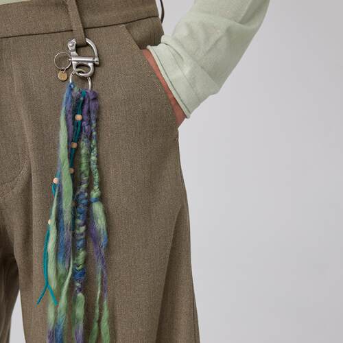 Pot-bellied yarn Pants chain编织流苏木珠挂件