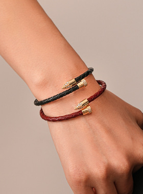 真金电镀锆石蛇形可调节开口手镯简约潮流百搭手环欧美感手饰