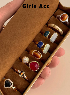 复古感戒指女可调节轻奢风文艺中古手饰小众时尚气质开口指环