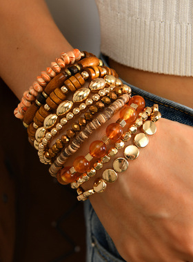 10条手工编织女士手链多件套