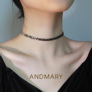 韩国复古小众项链女黑色高级感choker锁骨链项圈简约轻奢颈链潮