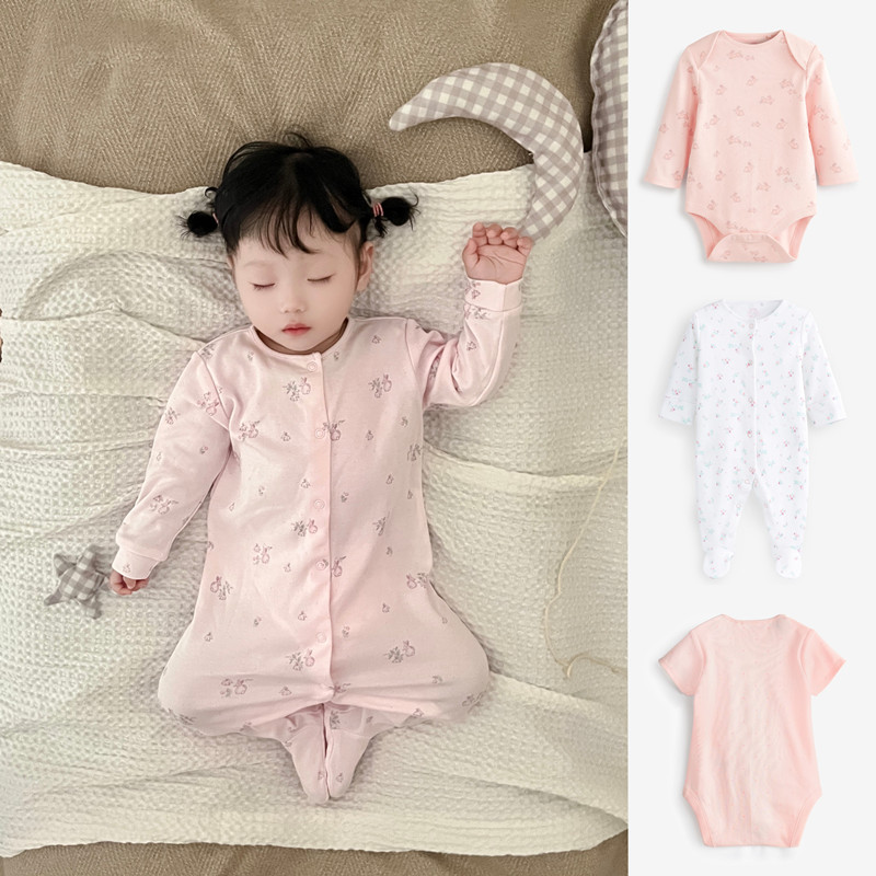 英国进口NEXT童装女宝宝纯棉爬爬服新生婴儿包屁衣单排暗扣连体衣