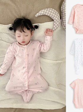 英国进口NEXT童装女宝宝纯棉爬爬服新生婴儿包屁衣单排暗扣连体衣