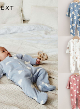 英国NEXT童装珊瑚绒连体衣婴儿秋冬装外出抱衣保暖抓绒哈衣爬爬服