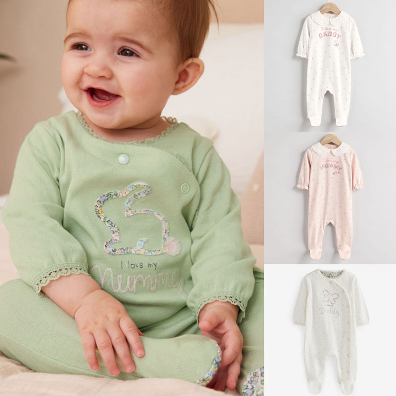 英国NEXT女宝宝纯棉包脚连体衣