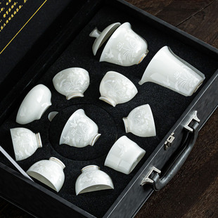 德化白瓷茶具套装送客户领导实用伴手礼盒企业周年庆高端商务礼品