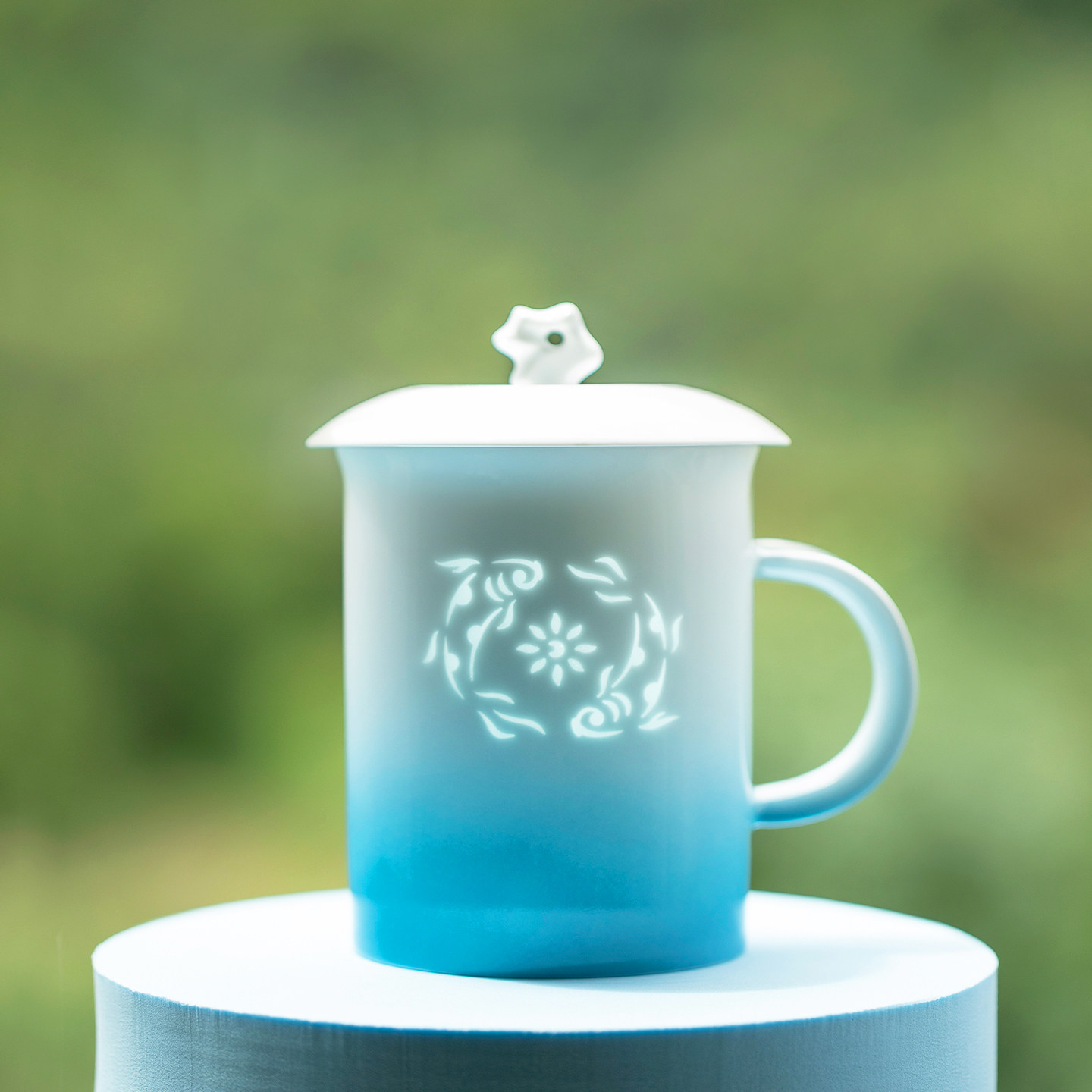 山水间锦鲤玲珑办公茶杯情侣对杯