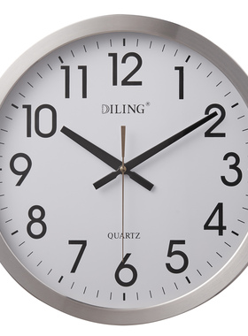 简约迪翎挂钟合金框居家办公电子钟静音石英钟9103