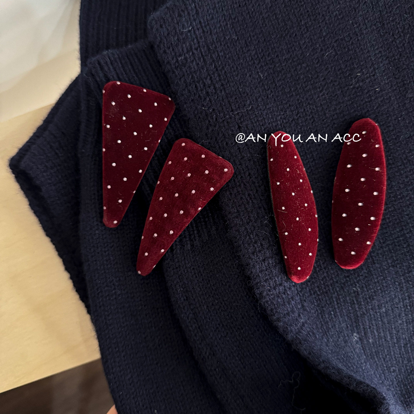 2个气质千金风新年红色复古波点丝绒bb夹简约高级感碎发刘海夹