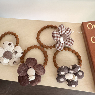 高弹力森系花朵发圈碎花波点立体手工花花头绳高马尾发量多发圈韩