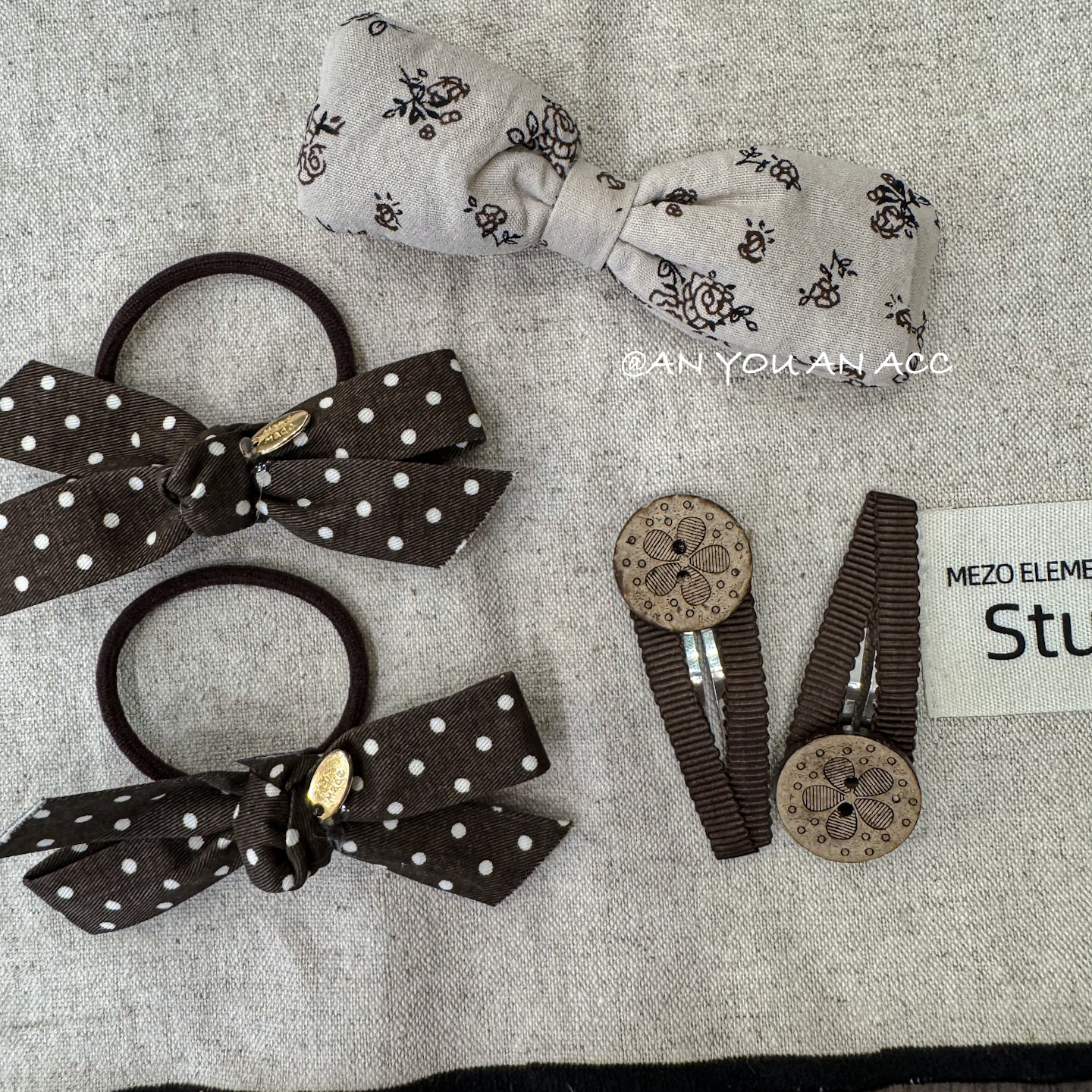 秋冬棕咖波点纽扣发夹可爱女童森系氛围感碎发夹发圈百搭ins发饰