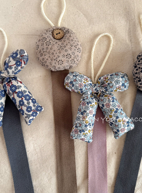 发夹收纳～韩系碎花充棉蝴蝶结装饰绳挂壁发夹展示带小众定制