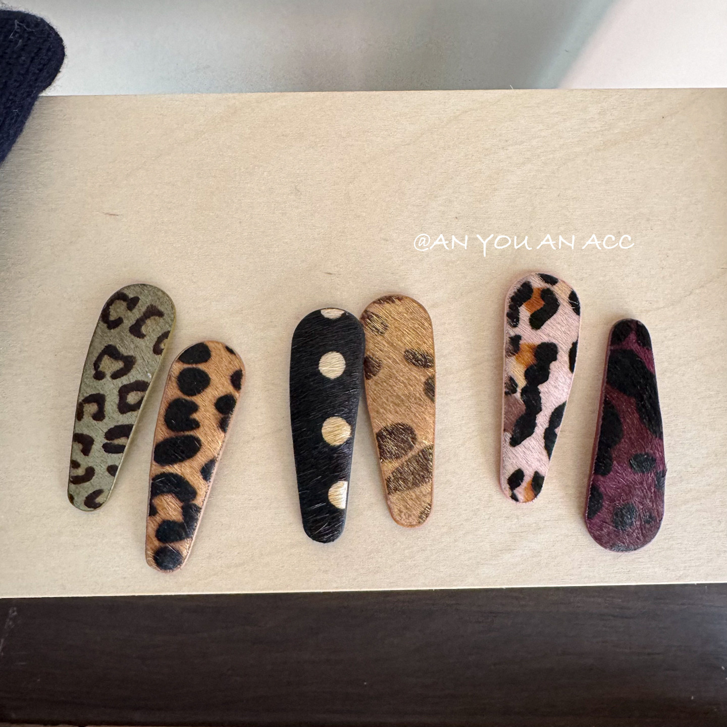 高品质真皮手工豹纹马毛发夹女童碎发刘海夹高级质感不锈钢bb夹