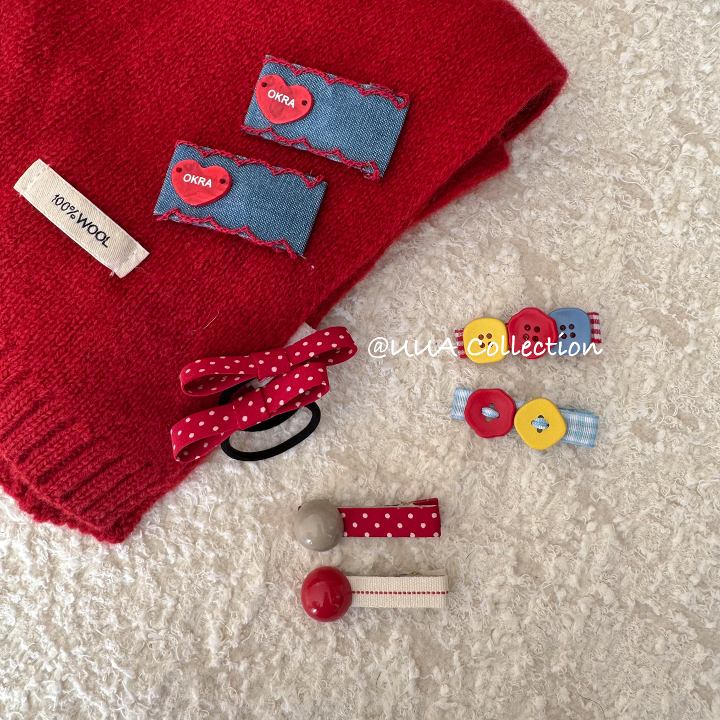 红色波点甜美可爱纽扣发夹好用的儿童边夹女孩刘海bb夹小众原创