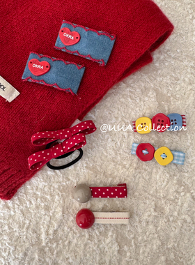 红色波点甜美可爱纽扣发夹好用的儿童边夹女孩刘海bb夹小众原创