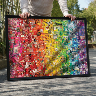 2000片拼图框裱花火夜游相框宽边金属大相框白卡纸画框挂墙定制