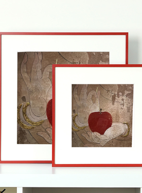 正方形红色铝合金画框金属相框空框挂墙窄边框架定制装裱年年有鱼