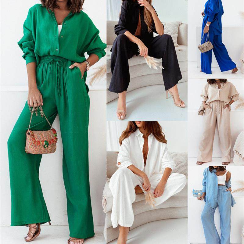fashion women 2 set suit casual stretch ladies blouse pants