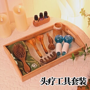 头疗按摩专用工具头部放松经络刷美容院spa檀木五爪梳点穴拨筋棒