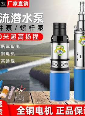 农用电动车直流潜水泵12v高扬程24v48v60v螺杆泵深井泵高压抽水机