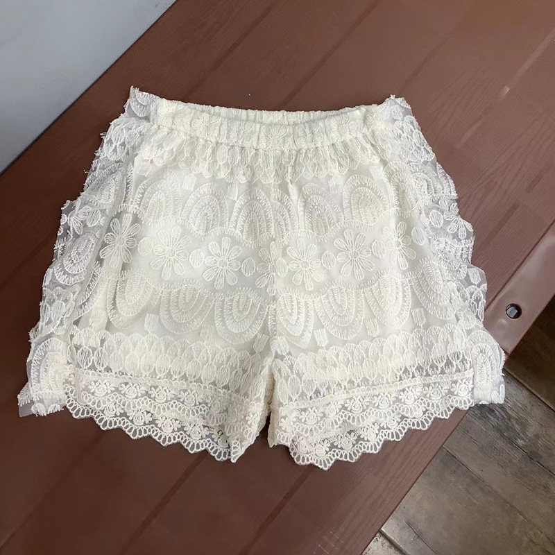 夏季新款中大女童短裤韩版品牌甜美蕾丝花边小短裤沙滩裤