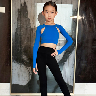 Venny薇妮拉丁舞练功服女童长袖上衣瑜伽裤国标舞蹈练习套装秋冬