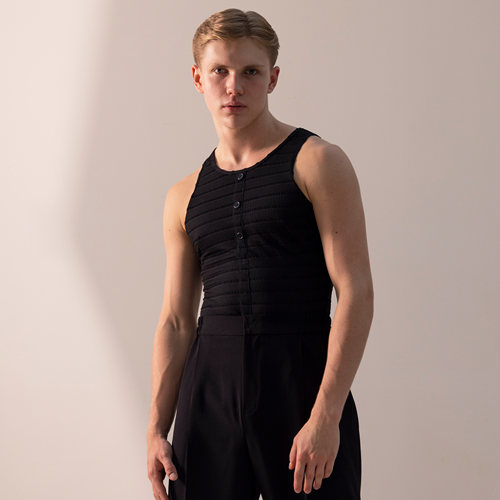 薇妮舞美成人男士拉丁练功服背心