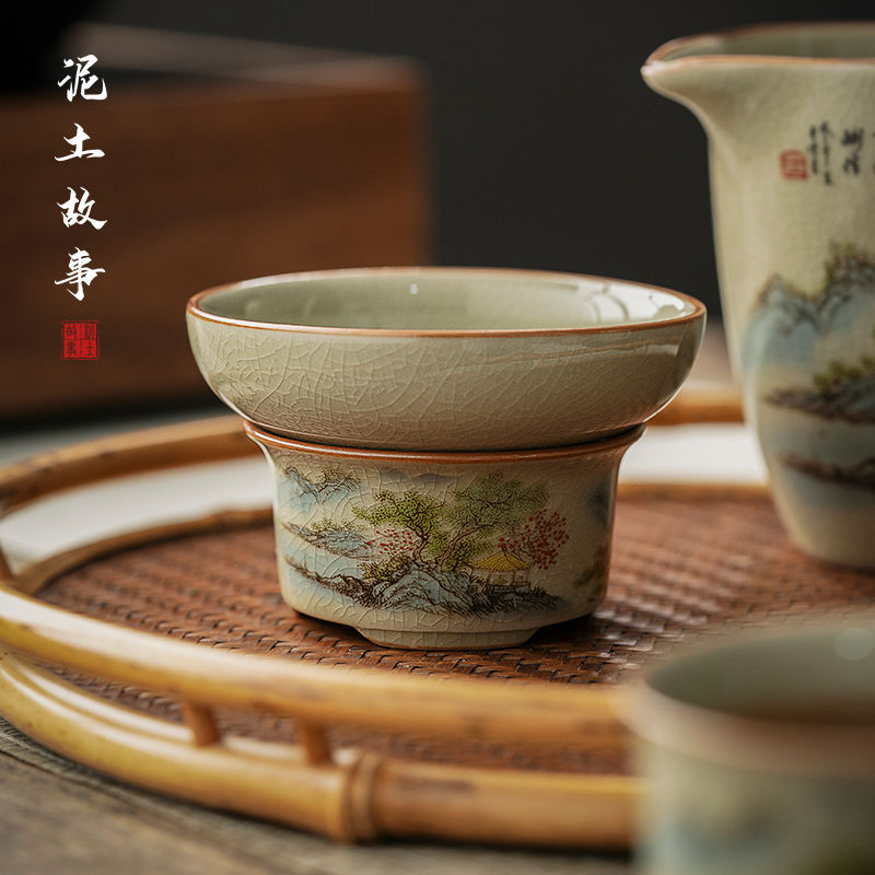 老陶泥茶滤超细茶漏公道杯泡茶茶器茶叶过滤网功夫茶具配件漏斗