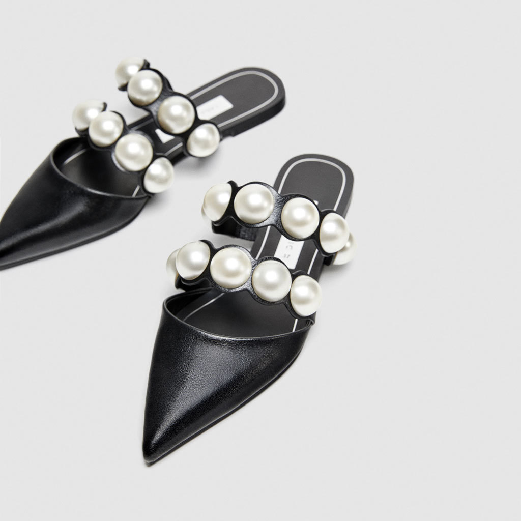 ZARA DTM ÐÂÆ·°üÍ·ÄÂÀÕÕäÖé¼âͷƽµ×Íâ´©ÀÁÈ˰ëÍÏÂêÀöÕ䵥ЬŮ