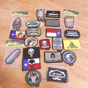 特价出口羽绒服补丁背胶魔术贴徽章臂章士气章户外背包校服布贴